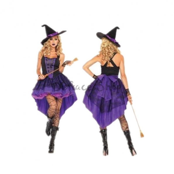 Disfraces de Brujas Vestido de Cola de Golondrina Púrpura de Halloween