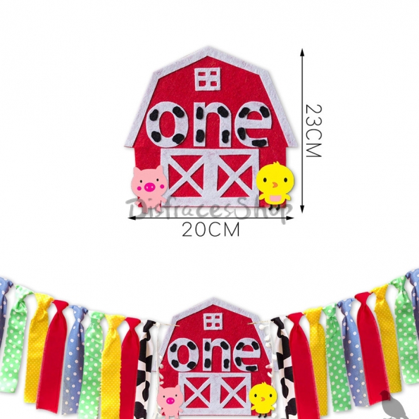 Tema de la Granja Tire de la Bandera Cumpleaños Decoración