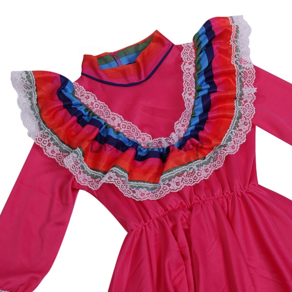 Disfraz Mexicana Rosa Roja Swing Vestido  de Niña Infantil