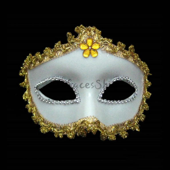 Máscara de Adorno de Oro Blanco con Decoraciones de Halloween