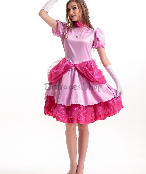 Disfraces Princesa Rosa Vestido de Halloween para Mujer