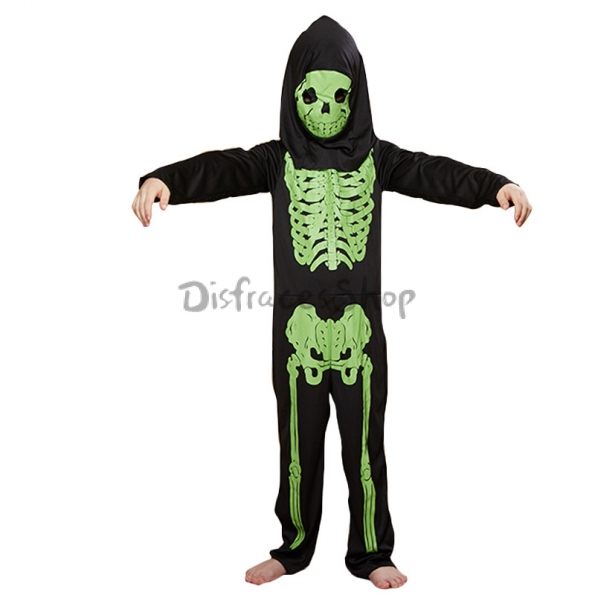 Disfraces de Cráneo verde Mono Halloween para Niños