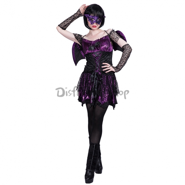 Disfraces de Morado de Murciélago Traje Halloween para Mujer