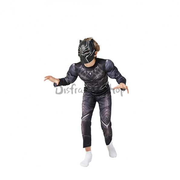 Disfraz de Superhéroes Black Panther Muscle con Máscara para Niños