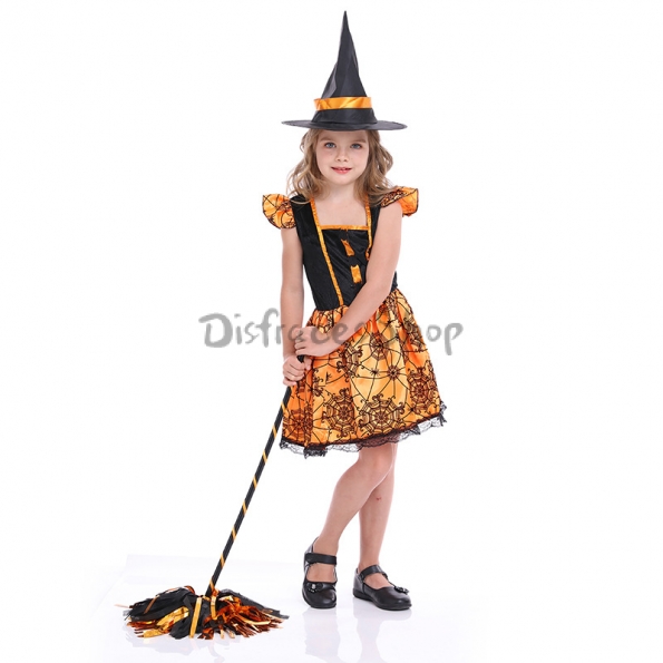 Disfraces Bruja Vestido de Araña de Calabaza de Halloween
