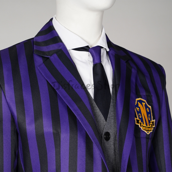 Disfraces de Uniforme Escolar de Miércoles Addams Púrpura Para Niños Cosplay - Personalizado