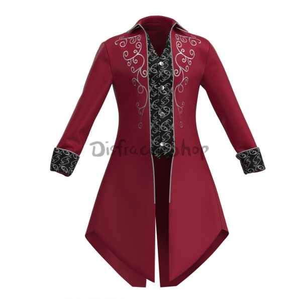 Disfraces Históricos Esmoquin Rojo Medieval Halloween para Adultos