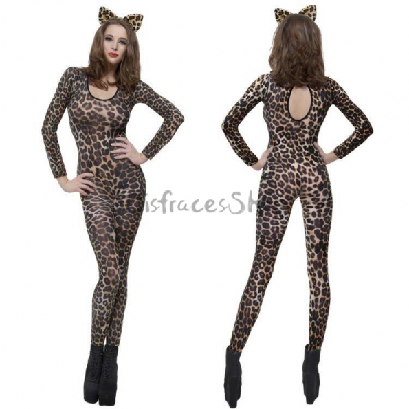 Disfraces de Gato Leopardo Tigre Traje de Halloween para Mujer