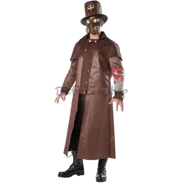 Disfraz de Steampunk de Doctor de la Plaga de Sacerdote Maldito para Hombre
