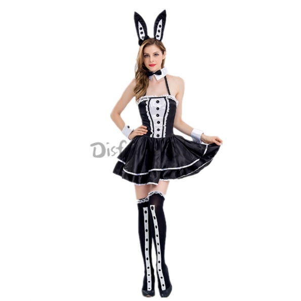 Disfraz  Conejo Negro Vestido de Niña de Halloween