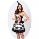Disfraces de Payaso Falda Superior de Tubo Blanco y Negro de Halloween