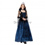 Disfraces Vampire Vestido Reina Hechicera Azul Corte de Halloween