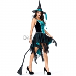 Disfraces de Bruja de Bordado de Malla Estilo Cola de Golondrina Halloween para Mujer