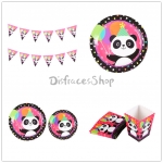 Dibujos Animados Panda Patrón Vajilla Cumpleaños Decoración