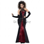 Disfraces Vampiro Bruja Araña Vestido de Negro y Rojo de Halloween