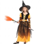 Disfraz de Bruja Infantil Naranja Vestido Negro