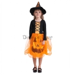 Disfraces Bruja Vestido de Calabaza Brillante de Halloween