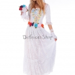 Disfraces Fantasma de Gasa Blanca con Borde de Encaje Vestido de Novia de Halloween