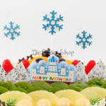 Hielo Nieve Castillo Vela Cumpleaños Decoración