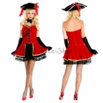 Disfraces Pirata Caribeño Vestido Rojo de Halloween para Mujer