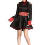 Disfraz de Vampiro Zombi Sangriento para Mujer Uniforme Oficial con Estampado de Bordado Retro Chino