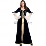 Disfraces Renacimiento Período Victoriano Vestido de Corte Azul Oscuro de Halloween Mujer