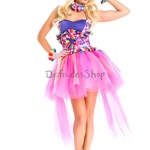 Disfraces de payaso de circo Vestido de princesa de honda colorida de Halloween