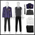 Disfraces de Uniforme Escolar de Miércoles Addams Púrpura Para Niños Cosplay - Personalizado