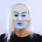 Máscara de Mueca de Pelo Blanco con Decoraciones de Halloween