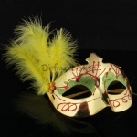 Máscara de Halloween Pluma Pintada en Polvo Dorado