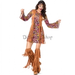 Disfraz Indio de Retro 60s 70s Hippie con Flecos Halloween para Mujer