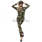 Disfraz de Instructor Femenina Militar Camuflaje de Halloween para Adultos