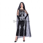 Disfraz Novia Esqueleto de Gasa Vestido Negra de Halloween