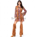 Disfraz Indio de Retro 60s 70s Hippie con Flecos Halloween para Mujer