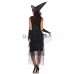 Disfraces de Bruja de Encaje NegroTraje Halloween para Mujer