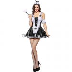 Disfraces Mucama Francesa Estilo Blanco y Negro de Halloween para Mujer