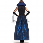 Disfraz de Vampiro de la Corte de la Reina de la Hechicera Vestido Azul de Halloween para Mujer