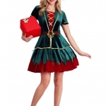 Disfraces de Halloween Elf Vestido de Navidad Rojo y Verde