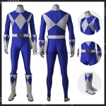 Traje de Cosplay Azul de Mighty Morphin Power Rangers Billy Cranston - Personalizado
