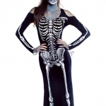 Disfraces de Novia Negro Esqueleto de Miedo Vestido de Halloween