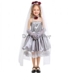 Disfraz de Novia Fantasma Gris Plateado para Niña