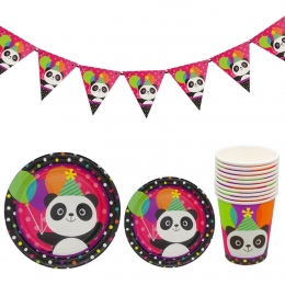 Dibujos Animados Panda Patrón Vajilla Cumpleaños Decoración