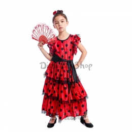 Disfraz Flamenco para Niñas Vestido de Baile Tradicional Español