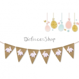 Conejo No Tejido Tire de la Bandera Decoraciones de Pascua