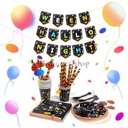 Vajilla con Estampado de Calabaza Decoraciones de Halloween