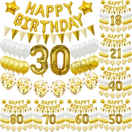 Lentejuelas Dorado Blanco Cumpleaños Decoración