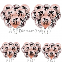 Globo Confeti Dorado Rosa Cumpleaños Decoración