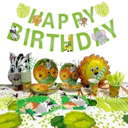 Animal Patrón Vajilla Cumpleaños Decoración