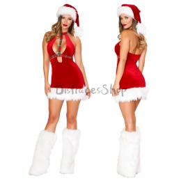 Disfraces de Navidad Sexy Suspensor Attice Vestido de Halloween