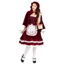 Disfraces de Caperucita Roja Vestido de Princesa Hada de Halloween para Mujer